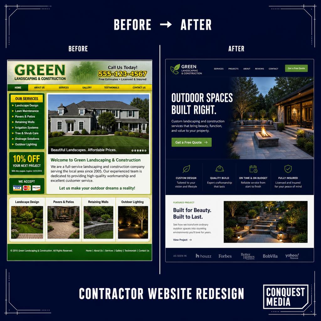 Before and after contractor website